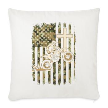 Patriotische Dirtbike-Tarnflagge - Sofakissenbezug 45 x 45 cm - Naturweiß  - Vorne