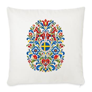 Schweden | Dalapferd & Volkskunst - Sofakissenbezug 45 x 45 cm - Naturweiß  - Vorne
