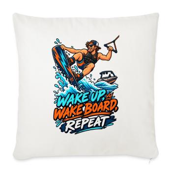 Wake Up Wakeboard Repeat Motiv - Sofakissenbezug 45 x 45 cm - Naturweiß  - Vorne