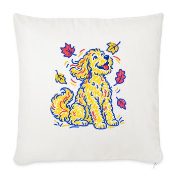 Goldendoodle Hund Herbst Hundemama Hundepapa Bunt - Sofakissenbezug 45 x 45 cm - Naturweiß  - Vorne