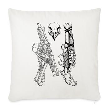 Skelette und Vogelschädel – Gotische Anatomie - Sofakissenbezug 45 x 45 cm - Naturweiß  - Vorne