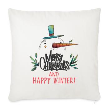Frohe Weihnachten Schneemann Graffiti Merry Christ - Sofakissenbezug 45 x 45 cm - Naturweiß  - Vorne