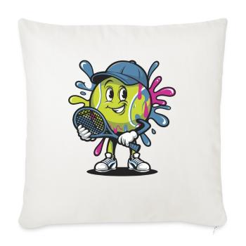 Fröhlicher Tennisspieler Mit Schläger Und Bunten - Sofakissenbezug 45 x 45 cm - Naturweiß  - Vorne