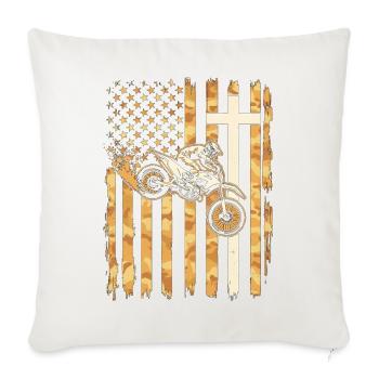 Patriotische Dirtbike-Tarnflagge - Sofakissenbezug 45 x 45 cm - Naturweiß  - Vorne