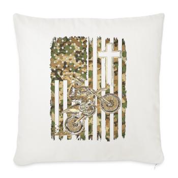 Patriotische Dirtbike-Tarnflagge - Sofakissenbezug 45 x 45 cm - Naturweiß  - Vorne