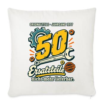 50 Jahrgang 1977 Ersatzteile - Sofakissenbezug 45 x 45 cm - Naturweiß  - Vorne