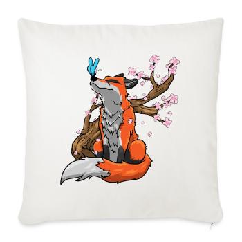 Fuchs Kirschblüten - Sofakissenbezug 45 x 45 cm - Naturweiß  - Vorne