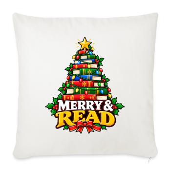Merry & Read Buch-Weihnachtsbaum - Sofakissenbezug 45 x 45 cm - Naturweiß  - Vorne