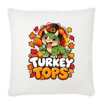 Herbst Dino Turkey Tops - Sofakissenbezug 45 x 45 cm - Naturweiß  - Vorne