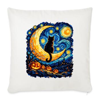 Mondkatze im Sternennacht-Labyrinth - Sofakissenbezug 45 x 45 cm - Naturweiß  - Vorne