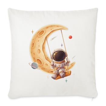 Astronaut schaukelt auf goldenem Halbmond - Sofakissenbezug 45 x 45 cm - Naturweiß  - Vorne
