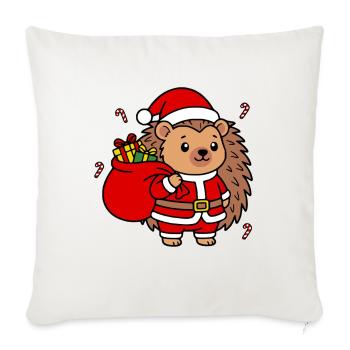 Niedliches Kawaii-Stachelschwein-Weihnachtsfest - Sofakissenbezug 45 x 45 cm - Naturweiß  - Vorne