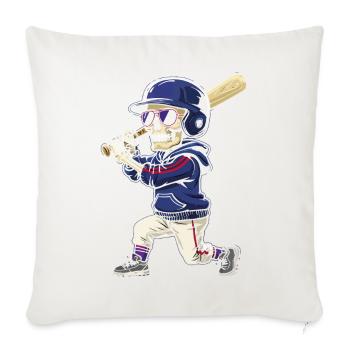 Skelett-Baseballspieler-Cartoon-Stil - Sofakissenbezug 45 x 45 cm - Naturweiß  - Vorne