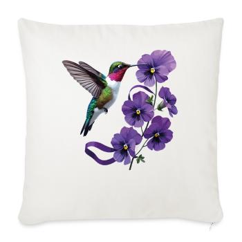 Kolibri-Purpurblumen und Bandstütze - Sofakissenbezug 45 x 45 cm - Naturweiß  - Vorne