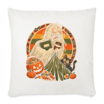 Halloween Campus-Geist mit Kaffee-Stress - Sofakissenbezug 45 x 45 cm - Naturweiß  - Vorne