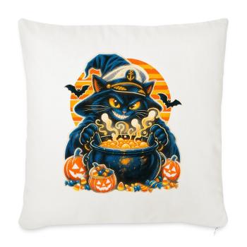 Halloween Kreuzfahrt Hexenkatze am Kessel - Sofakissenbezug 45 x 45 cm - Naturweiß  - Vorne