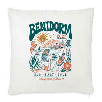 Benidorm Inselleben 2027 Surf - Sofakissenbezug 45 x 45 cm - Naturweiß  - Vorne