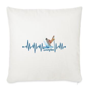 Heartbeat Surfing Surfer Surfboard Vacation - Sofa pillowcase 17,3'' x 17,3'' (45 x 45 cm) - natural white - Front