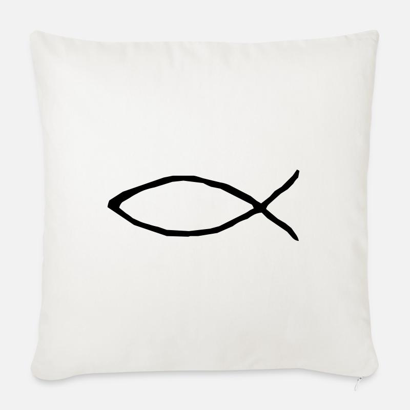 Christlicher Fisch - Sofakissenbezug 45 x 45 cm - Naturweiß 