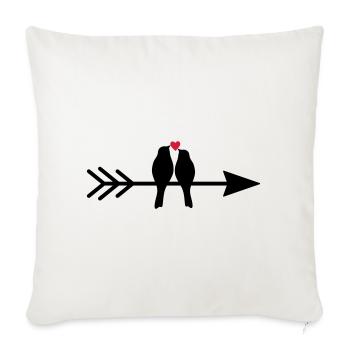 Bird Birds Heart Couple on Arrow Gift Love - Sofa pillowcase 17,3'' x 17,3'' (45 x 45 cm) - natural white - Front