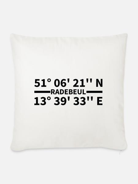 Radebeul Koordinaten - Sofakissenbezug 45 x 45 cm - Naturweiß 