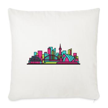Skyline de la ville de Newcastle Tyne Bridge Art moderne - Housse de coussin décorative 45 x 45 cm - blanc nature - Devant