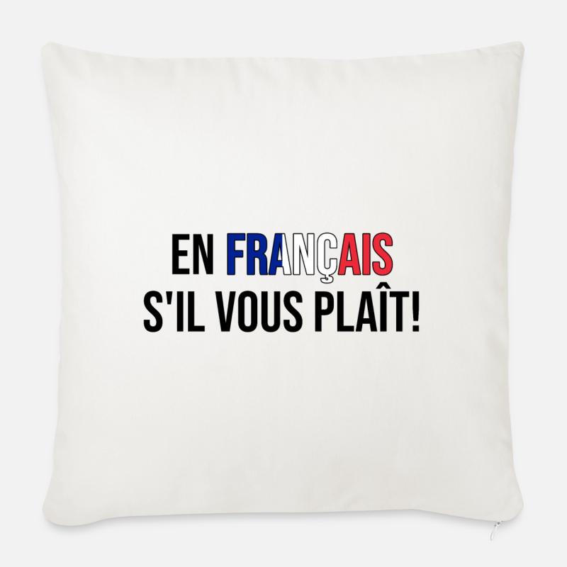 En français s'il vous plaît! (schwarz) - Sofakissenbezug 45 x 45 cm - Naturweiß 