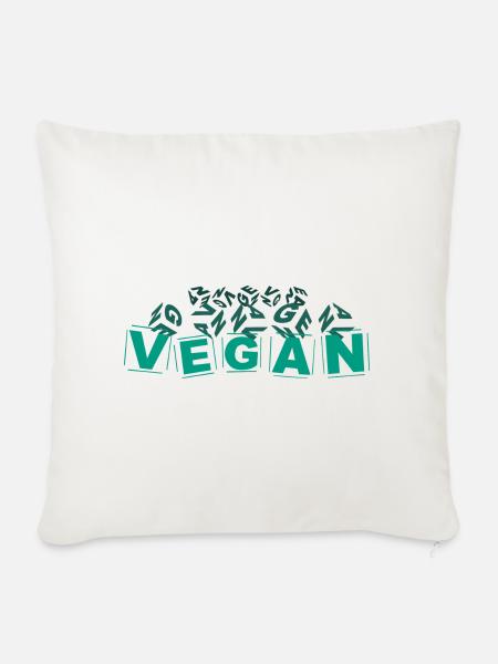"V-E-G-A-N" Buchstabenwürfel hellgrün - Sofakissenbezug 45 x 45 cm - Naturweiß