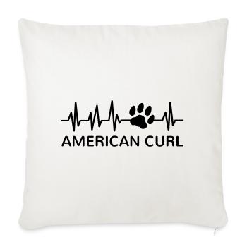 American Curl Cat Heartbeat Paw Print - Sofa pillowcase 17,3'' x 17,3'' (45 x 45 cm) - natural white - Front