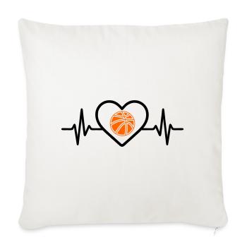 Basketball Herz Sport - Sofakissenbezug 45 x 45 cm - Naturweiß  - Vorne