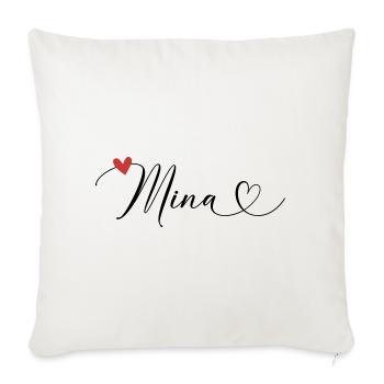 Mina Surname First name Calligraphy Heart - Sofa pillowcase 17,3'' x 17,3'' (45 x 45 cm) - natural white - Front