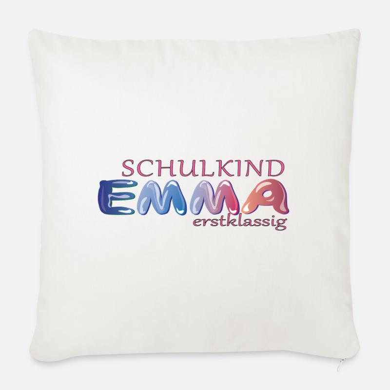Schulkind Emma Schule - Sofakissenbezug 45 x 45 cm - Naturweiß 