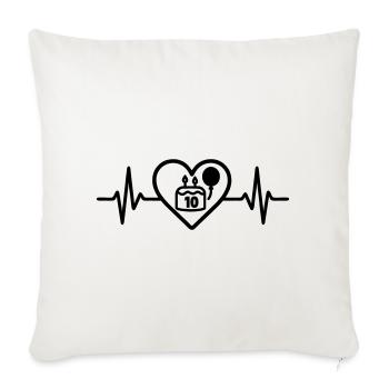 Heart children's birthday 10 years cake - Sofa pillowcase 17,3'' x 17,3'' (45 x 45 cm) - natural white - Front
