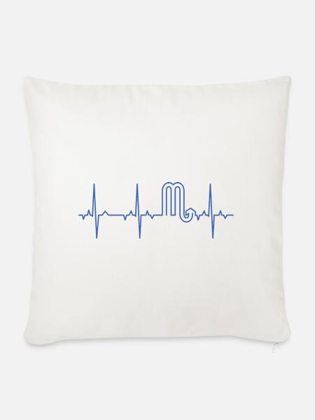 EKG Sternzeichen - Skorpion - Sofakissenbezug 45 x 45 cm - Naturweiß