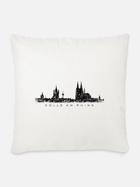 Kölle am Rhing Kölner Skyline Köln Vintage Schwarz - Sofakissenbezug 45 x 45 cm - Naturweiß