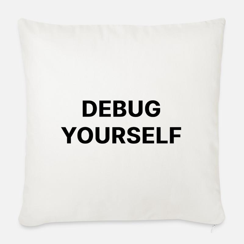 DÉBOGUE TOI-MÊME - Housse de coussin décorative 45 x 45 cm - blanc nature