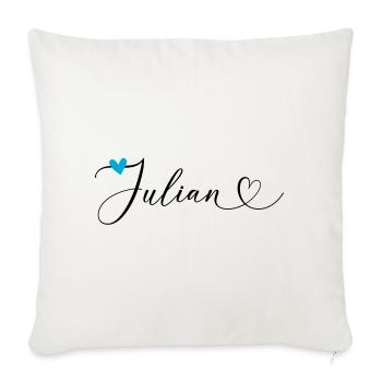 Julian Nom Prénom Calligraphie coeur - Housse de coussin décorative 45 x 45 cm - blanc nature - Devant