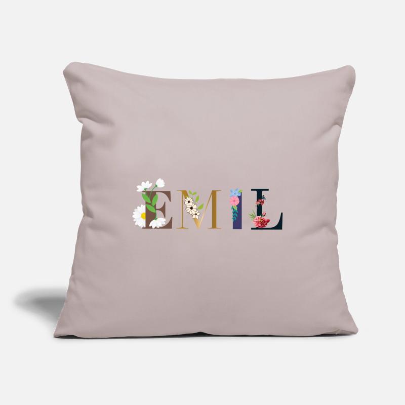 Le nom d’EMIL décoré de fleurs Housse de coussin décorative 45 x 45 cm