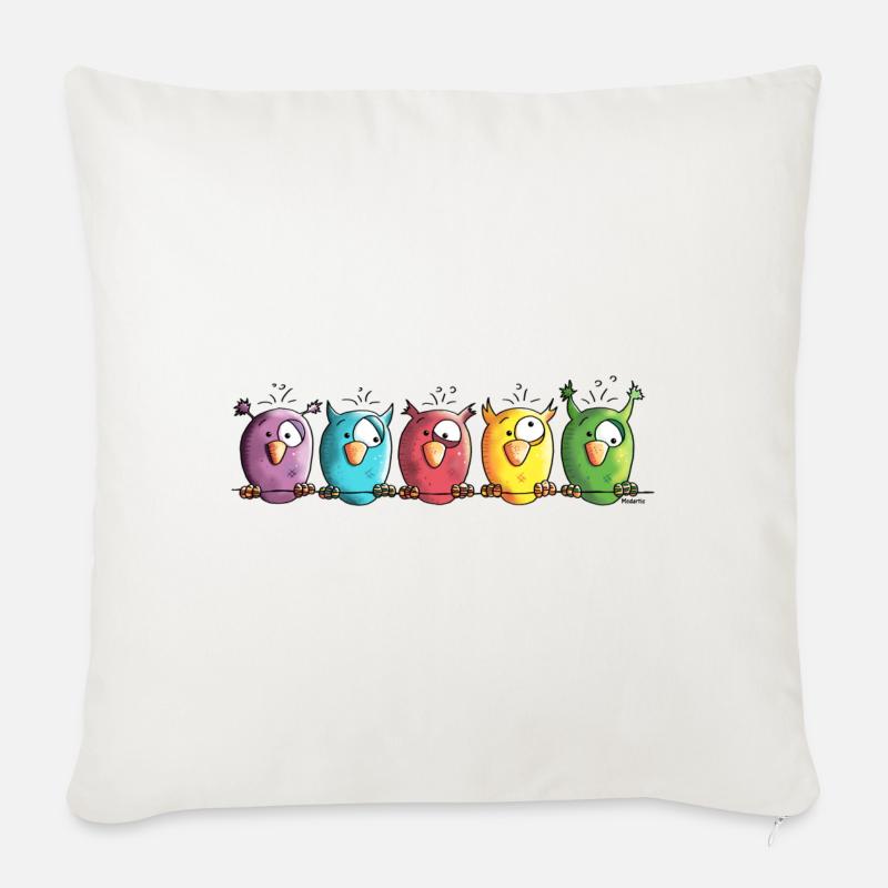 Funny Owls - Eule - Vogel - Sofakissenbezug 45 x 45 cm - Naturweiß