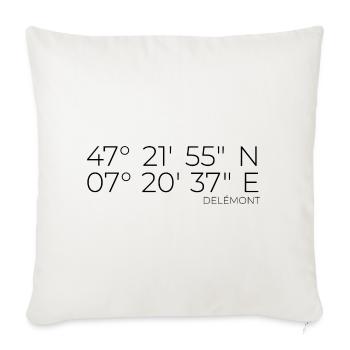Koordinaten Delémont Jura Schweiz - Sofakissenbezug 45 x 45 cm - Naturweiß  - Vorne