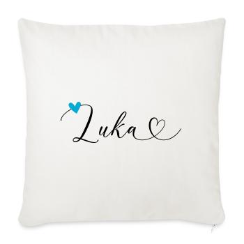 Luka Name Vorname Kalligrafieherz - Sofakissenbezug 45 x 45 cm - Naturweiß  - Vorne