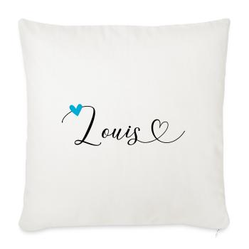 Louis Nom Prénom Calligraphie Coeur - Housse de coussin décorative 45 x 45 cm - blanc nature - Devant