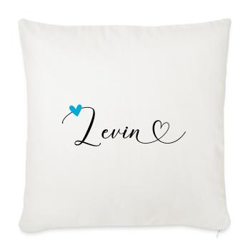 Levin Name Vorname Kalligrafieherz - Sofakissenbezug 45 x 45 cm - Naturweiß  - Vorne