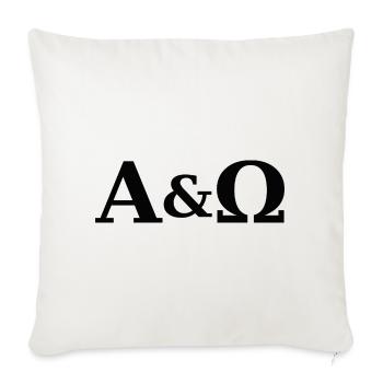 Alpha und Omega als  biblische Symbolik.  - Sofakissenbezug 45 x 45 cm - Naturweiß  - Vorne