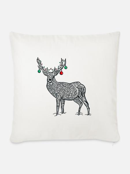 Holzschnitt Winter Waldtiere Weihnachten Weihnachten - Sofakissenbezug 45 x 45 cm - Naturweiß 