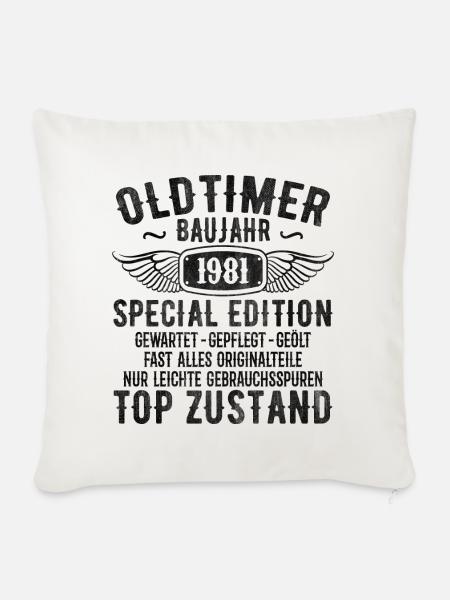 Vintage 1981 Geburtstagsgeschenk 1981 Baujahr - Sofakissenbezug 45 x 45 cm - Naturweiß