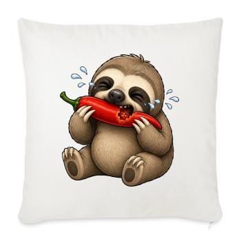 Faultier Chili Scharf Lustiger Cartoon - Sofakissenbezug 45 x 45 cm - Naturweiß  - Vorne