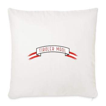 Tiroler Madl, Banderole mit Austria-Flagge - Sofakissenbezug 45 x 45 cm - Naturweiß  - Vorne