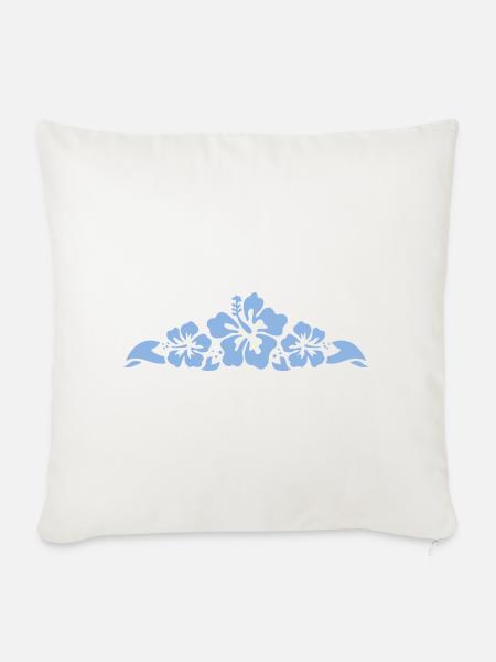 Hibiscus and Leaves - Light blue - Sofakissenbezug 45 x 45 cm - Naturweiß