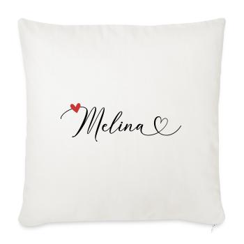 Melina Last name First name Calligraphy heart - Sofa pillowcase 17,3'' x 17,3'' (45 x 45 cm) - natural white - Front